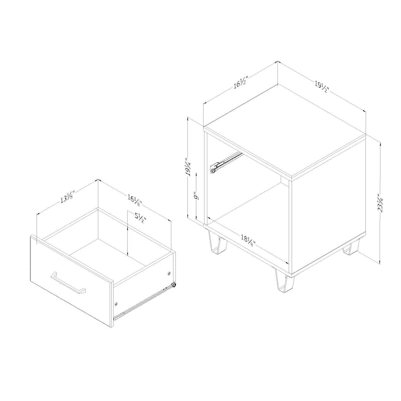 South Shore Arlen 1-Drawer Nightstand