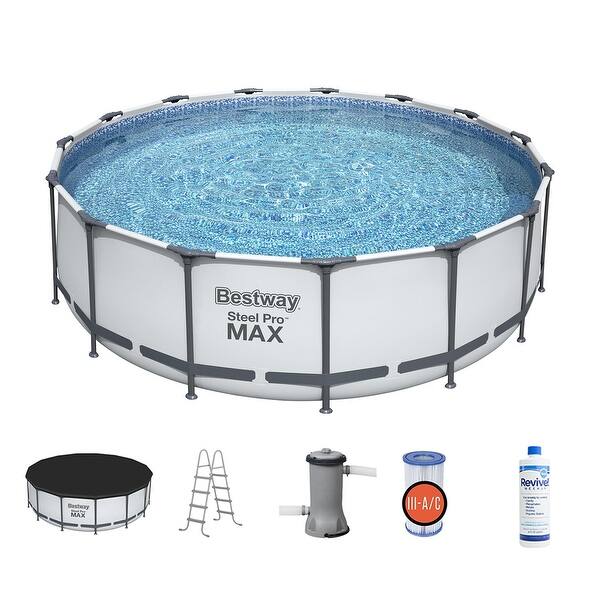 Bestway 15ft x 48in Steel Pro Max Round Frame Above Ground Swimming