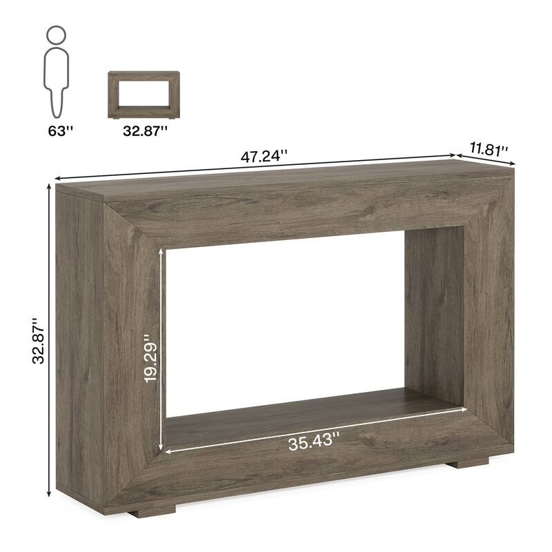 Rustic Console Sofa Table for Entryway, Hallway, Living Room - 47.24" W x 32.8" H x 11.81" D