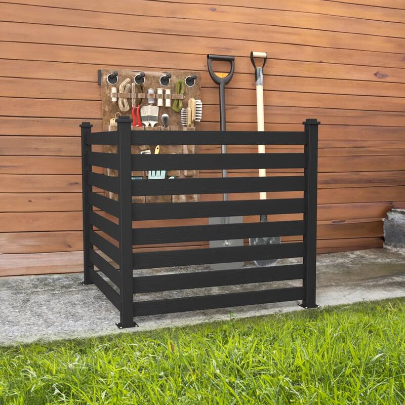 LUE BONA 38 in. x 46 in. Garden Fence Panels Outdoor 2 Panels Recycled Plastic Privacy Air Conditioner Fence