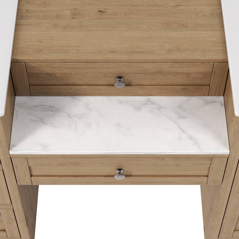 Christopher Knight Home - Wooden 84 Inches Double Sink Bathroom Vanity (Separate Sink) with Engineered Stone Countertop