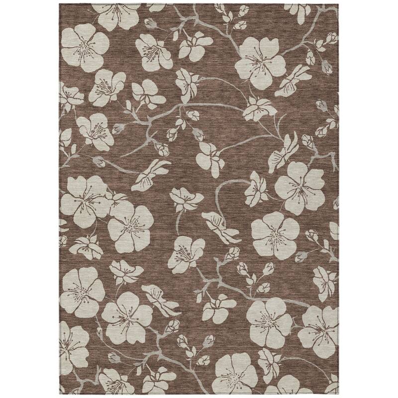 HomeRoots Floral Transitional Rectangle Outdoor Rug