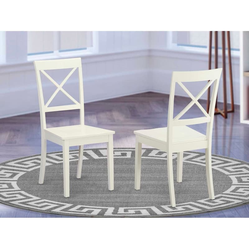Linen White X Back Dining Chair - Solid Wood Seat, Comfortable and Stylish Kitchen Accent Chair - 17
