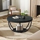 preview thumbnail 33 of 43, 31.7" Round Coffee Table, Rustic 2-Tier Center Table with Storage Open Shelves