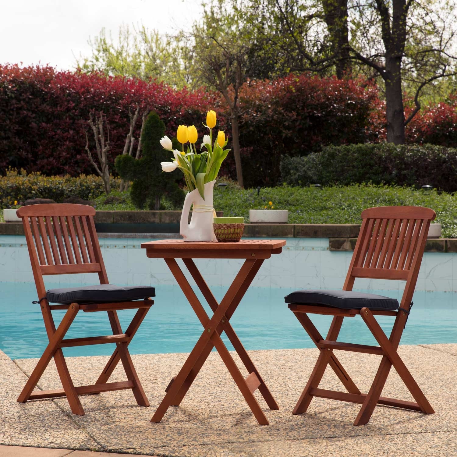 Shop Sunward Outdoor Bistro Sets Patio Table Sets Bistro Set 3 Piece Folding Coffee Table Overstock 14416075