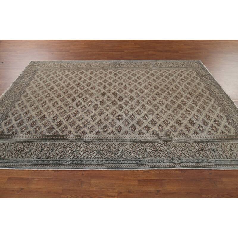 All-Over Geometric Turkoman Persian Vintage Rug Handmade Wool Carpet - 6'5"x 9'3"