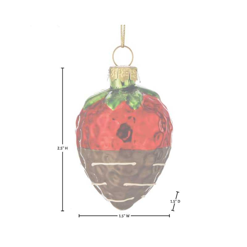 2.5" Glass Chocolate Strawberry Ornament Box of 6