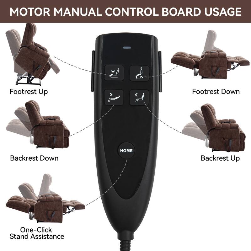 Blue Dual Motor Power Lift Recliner with Heat, Massage, Infinite Positioning, Remote Control, and Lumbar Support
