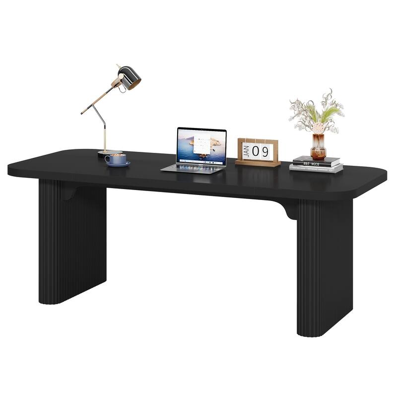Large Wood Executive Desk, Modern Computer Desk, Home Office Workstation Boss Desk