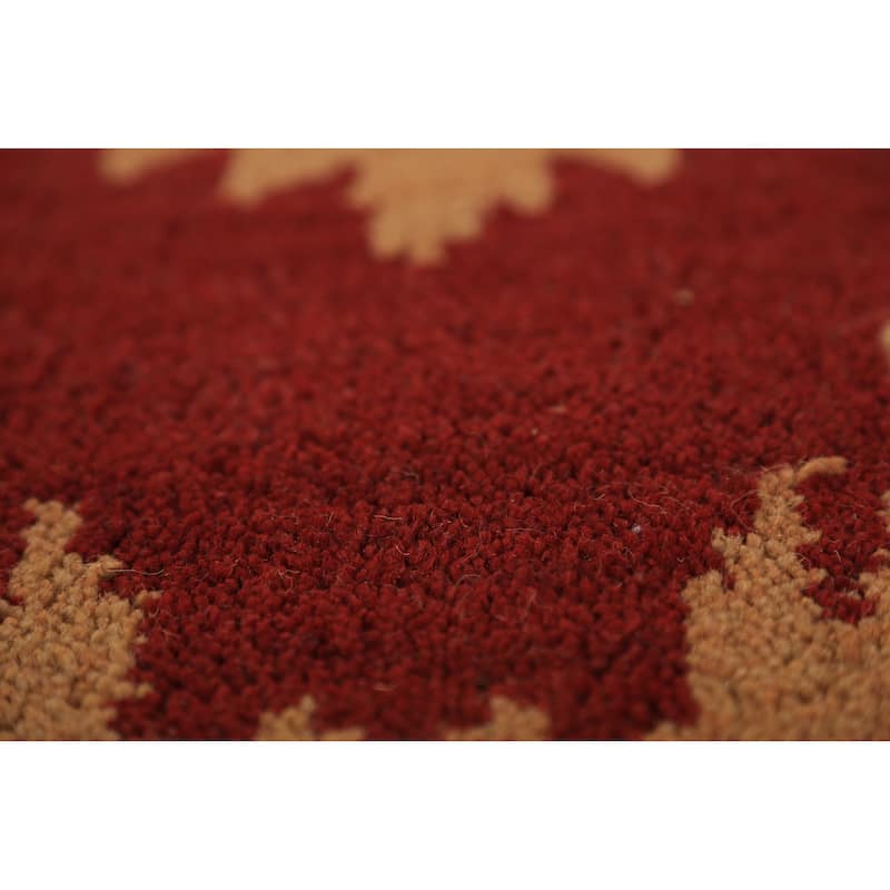 Hand Knotted Oriental 100% Wool Carpet Modern Geometric Red Moroccan Area Rug - 9' 7'' X 7' 11''