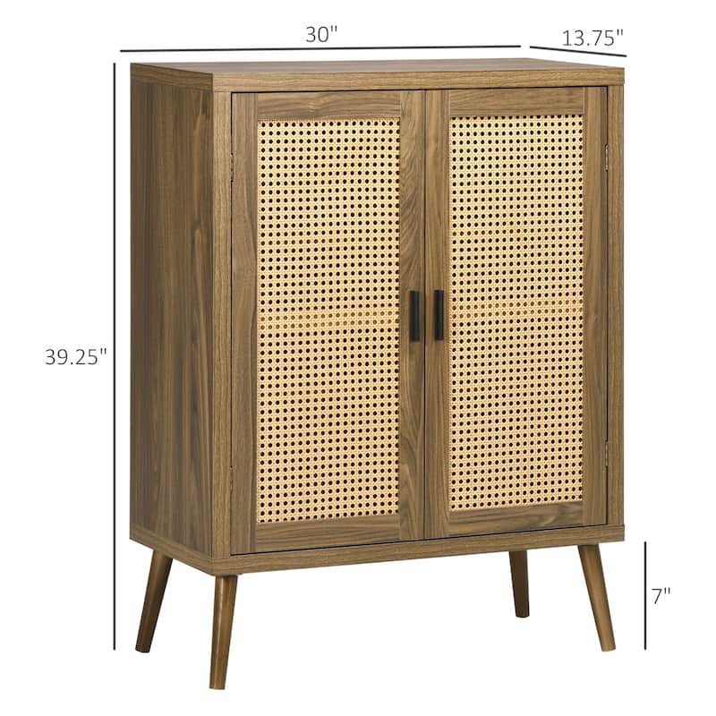 Sideboard Buffet Cabinet with Rattan Doors, Brown