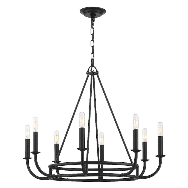 Bailey 8 Light Matte Black Chandelier - 28'' W x 22'' H