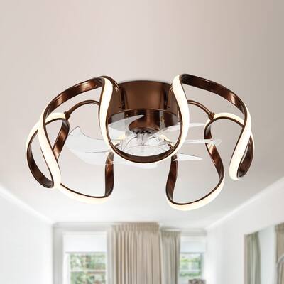 Oaks Aura 20in. Futuristic Modern Flush Mount Ceiling Fan with Light,6-Speed Low Profile Smart APP Remote Control Ceiling Fan