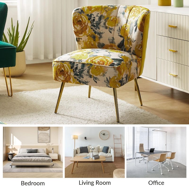 Almira Contemporary Upholstered Armless Side Chair with Tufted Back Set of 2 by HULALA HOME