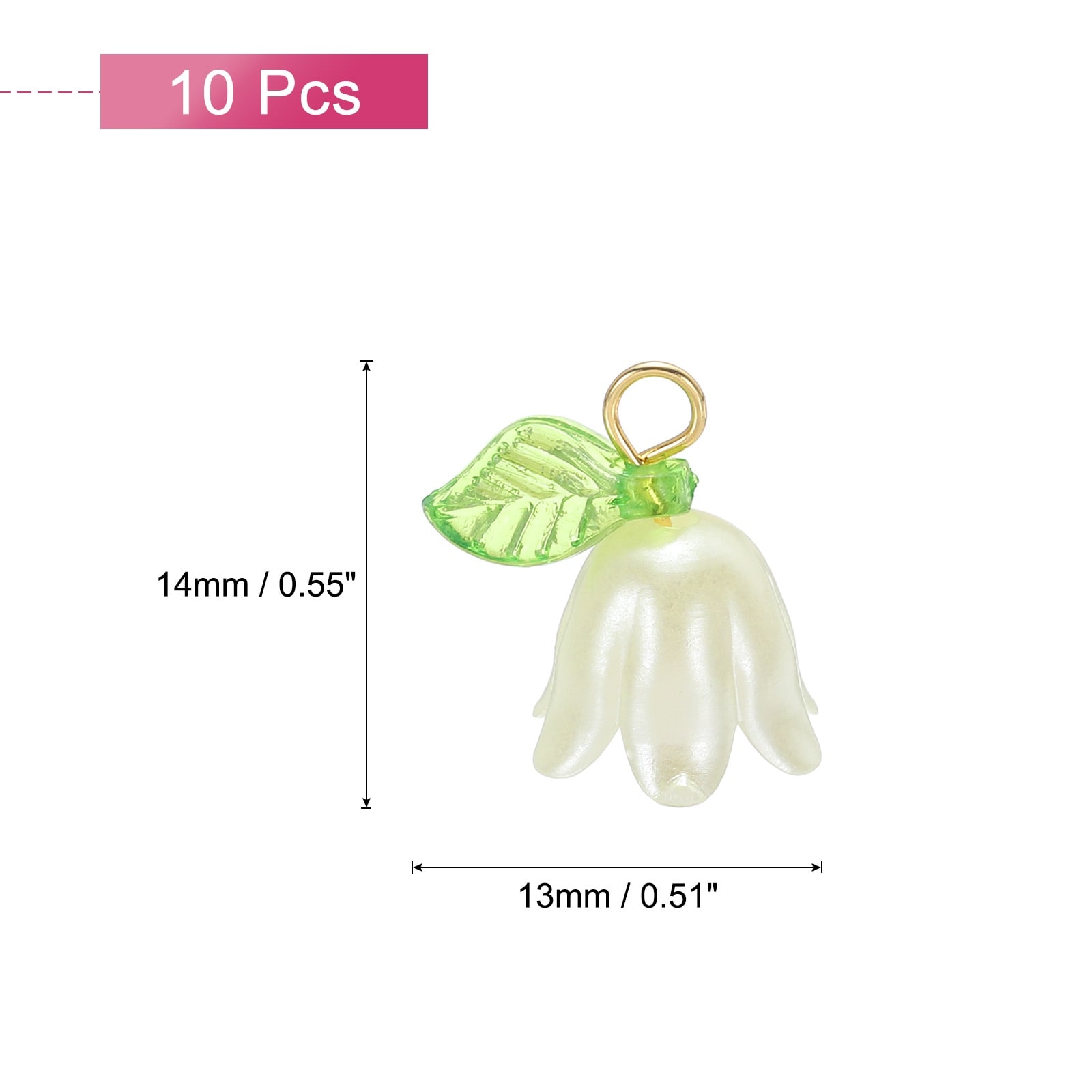 Acrylic Flower Charm Lily of the Valley Jewelry for Necklaces, Bracelets, Earrings Crafts - 13x14mm