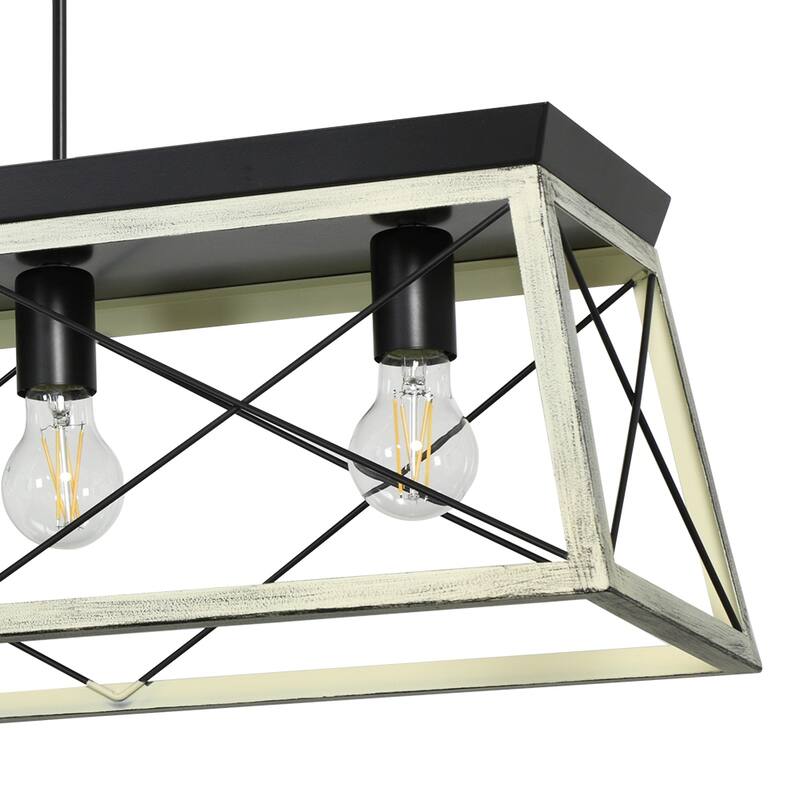 Depuley Industrial Metal Rectangle Kitchen Island Chandelier Black