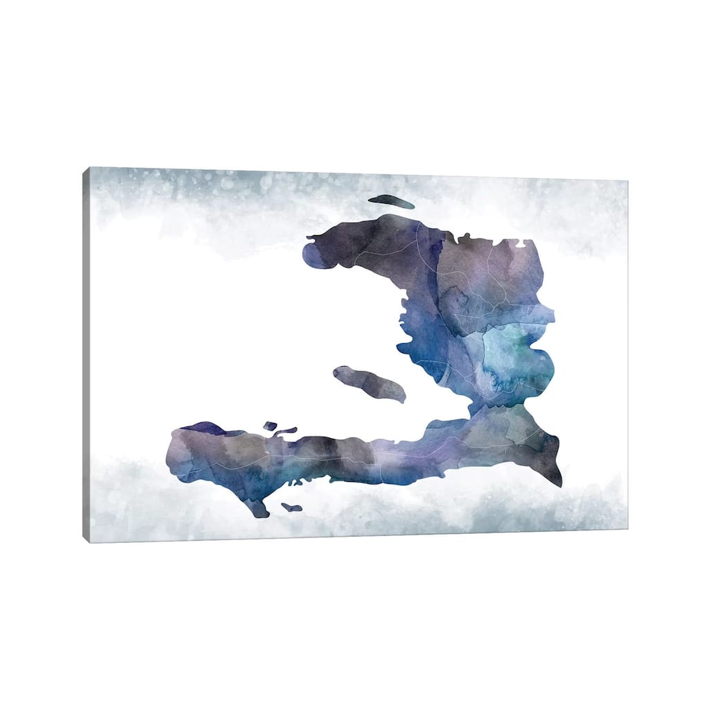 iCanvas "Haiti Bluish Map" by WallDecorAddict Canvas Print