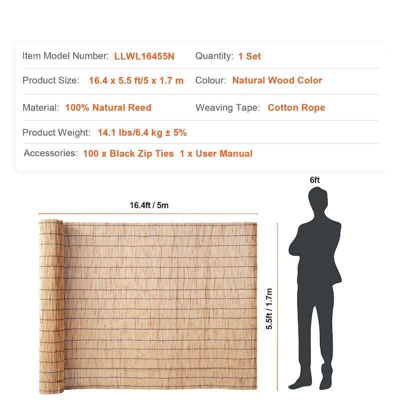 Natural Reed Fencing, Reed Screen Curtain Balcony Reed Fence Roll for Outdoor Backyard Patio, Decorative Fence