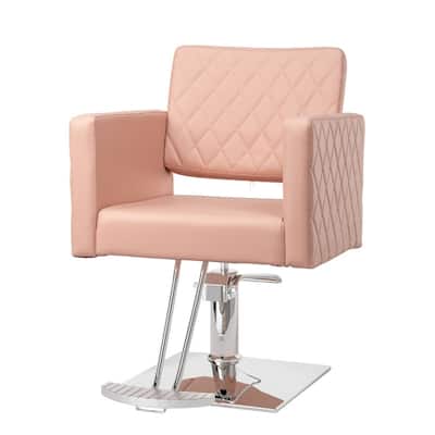 OmySalon PVC Leather Aluminum Footrest Diamond Pattern Barber Chair - N/A