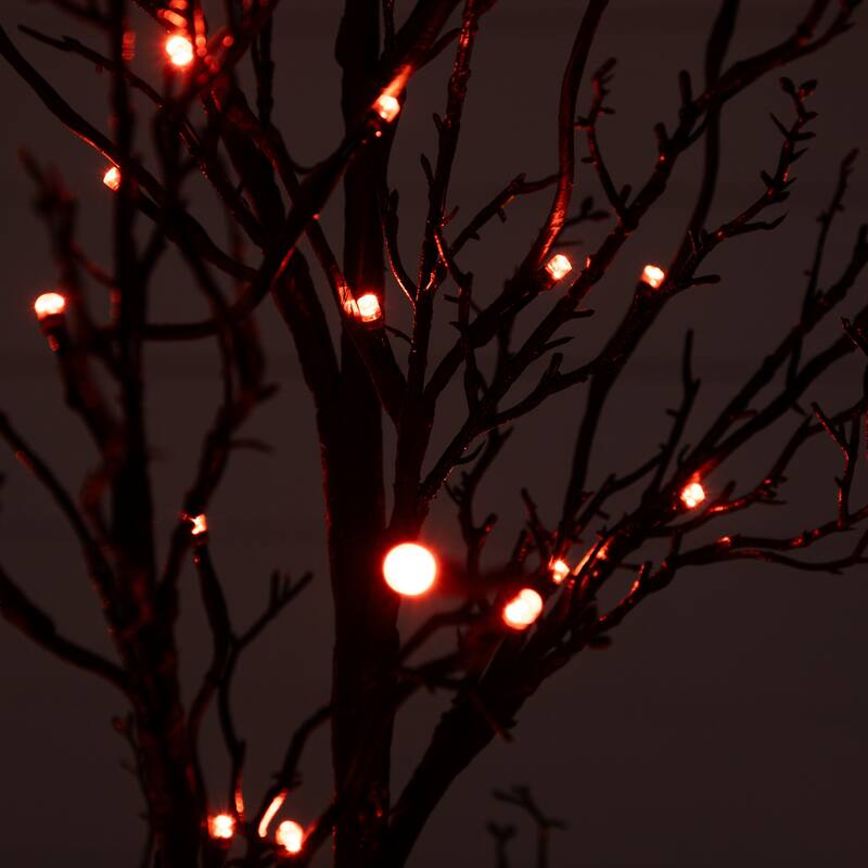 Pre-Lit Black Twig Halloween Artificial Tree - 4' - Orange and Purple LED Lights