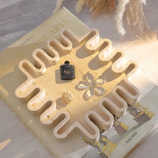 SAFAVIEH Home Mia Tan Travertine Large Tray - 11.5"W x 11.5"D x 1.6"H