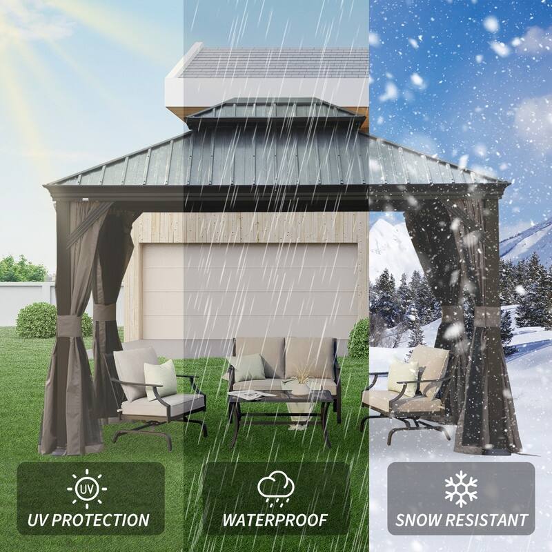 Domi Hardtop Gazebo with Galvanized Steel Double Roof and Aluminum Frame