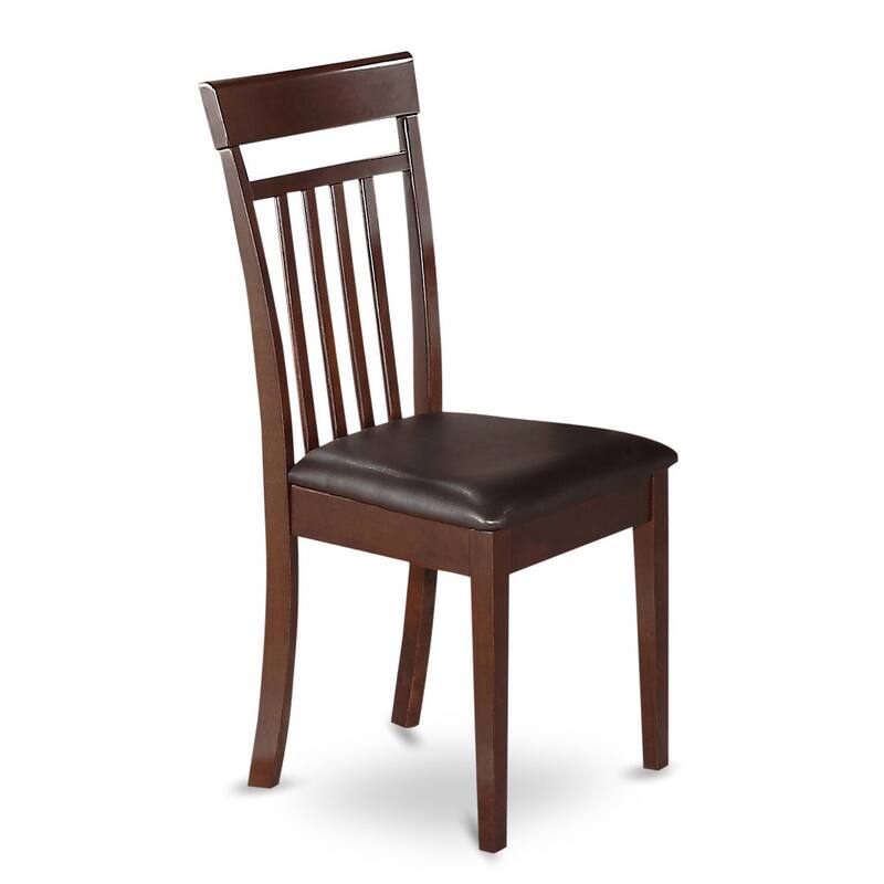 East West Furniture 7 Piece Dining Table Set- a Rectangle Dinner Table and 6 Dining Room Chairs, Mahogany (Seat Options)