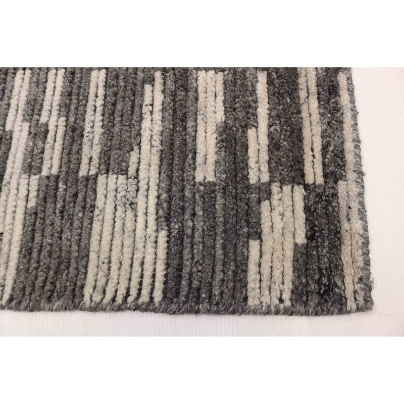 ECARPETGALLERY Hand-knotted Tangier Dark Grey Wool Rug - 5'3 x 7'4