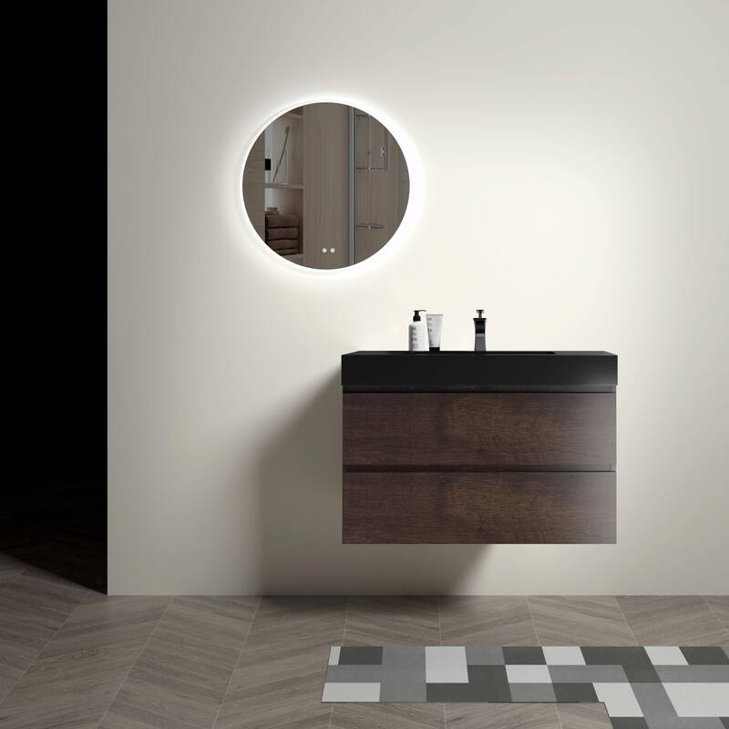 36"/30"/24" Floating Bathroom Vanity with Sink, Wall-Mounted Storage Cabinet