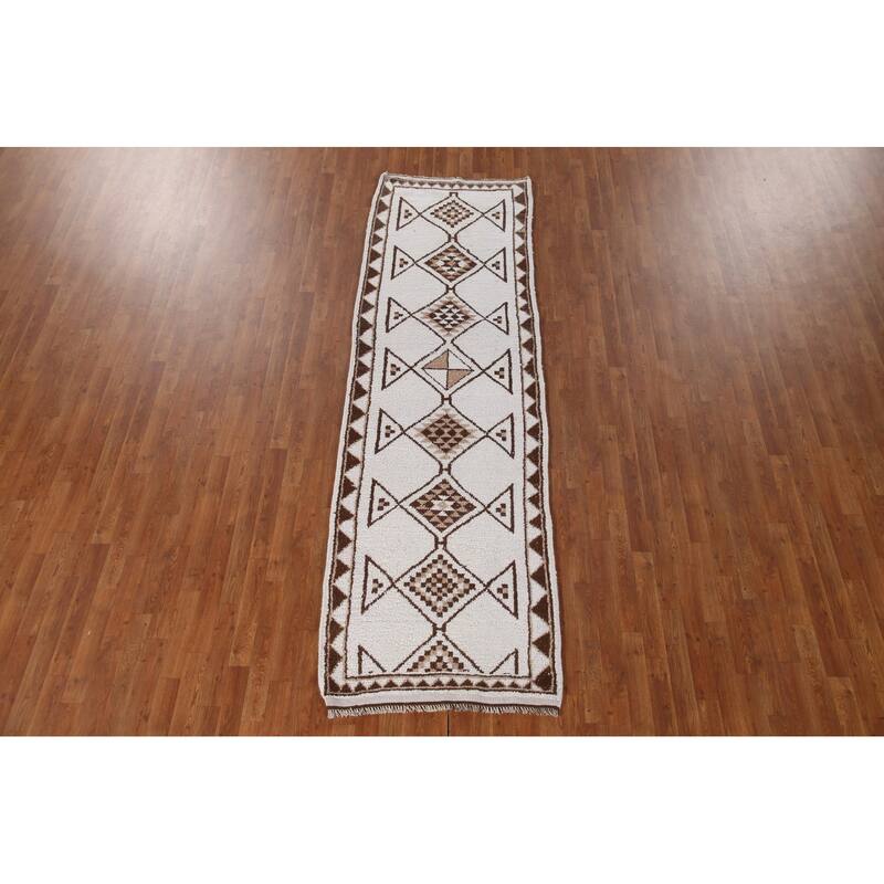 Plush Turkish Anatolian Runner Rug Hand-knotted Oriental Wool Carpet - 3'1"x 10'1"