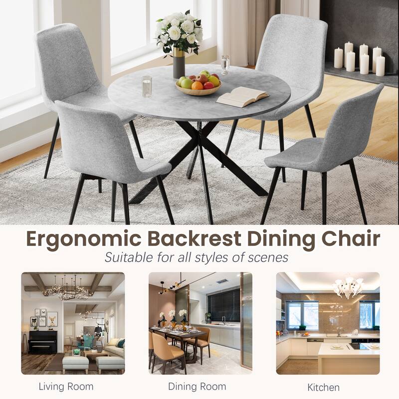 EROMMY Space-Saving 47.2" Round Dining Table Set for 4 - Ideal Small Kitchen & Dining Room Furniture, Includes 4 Chairs