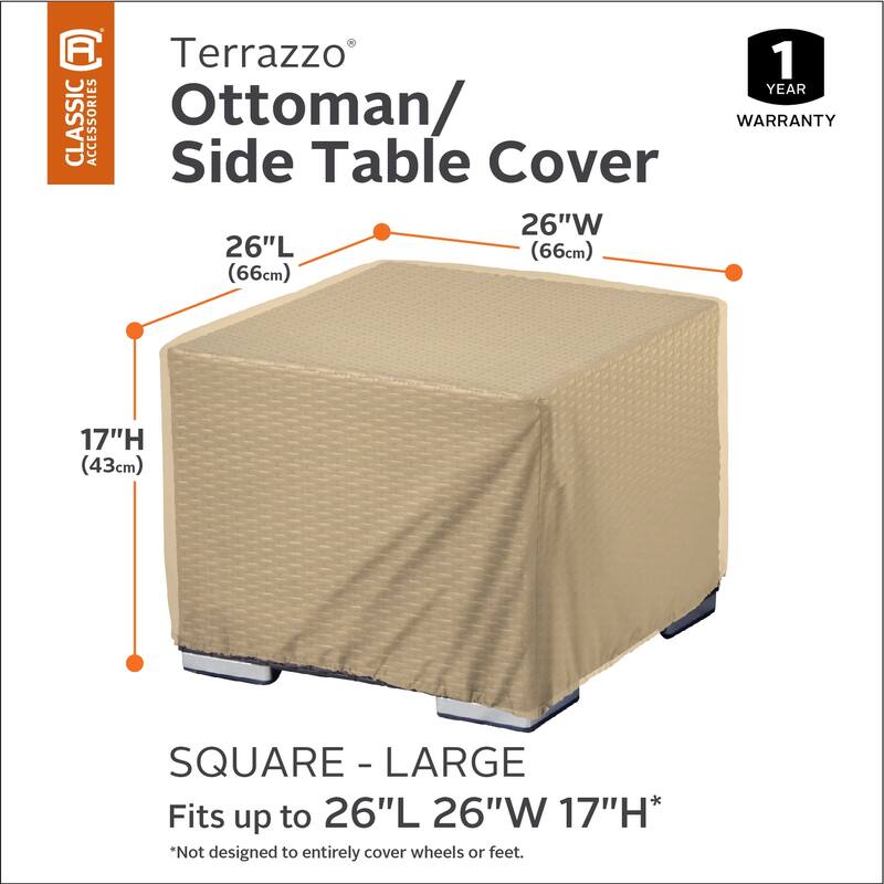 Classic Accessories Terrazzo Water-Resistant 26 Inch Square Ottoman/Coffee Table Cover