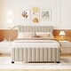 preview thumbnail 2 of 22, Full Size Velvet Upholstered Platform Bed with Twin Size Trundle,Selected Velvet Fabric