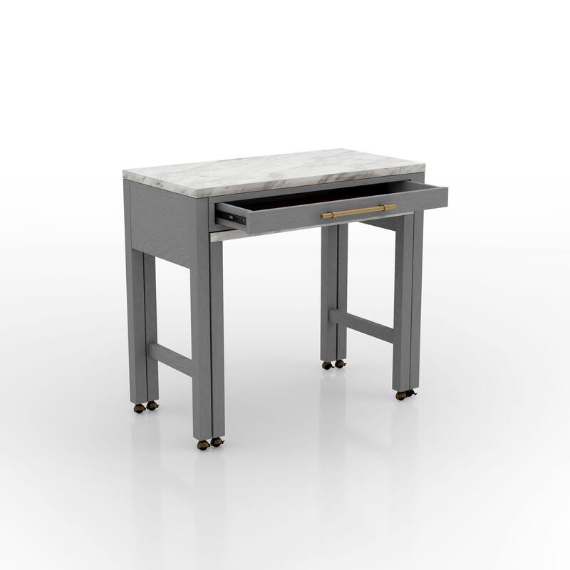 Delware Glam Grey Wood 5-Piece Barstool and Extendable Table Set for Small Space by Furniture of America