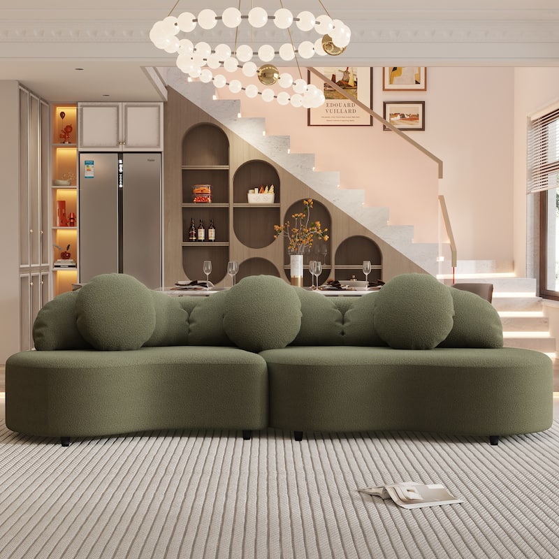 103.5" Foam 3-Seater Sofa with High-Density Cushions & 3 Pillows