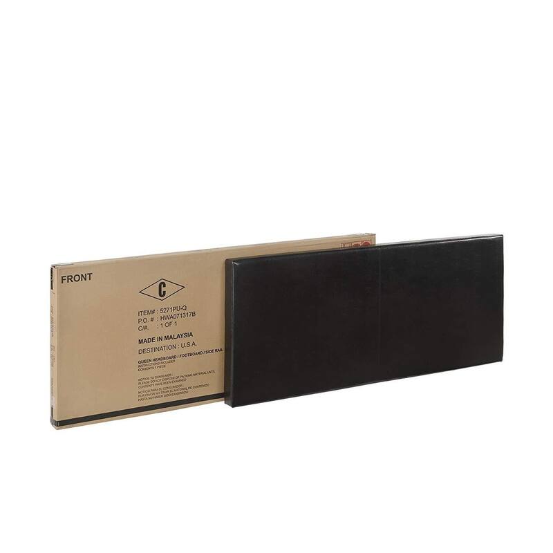 Upholstered Bed - Black Faux Leather Headboard - Wood & Plywood Frame - Easy Assembly - Twin Size