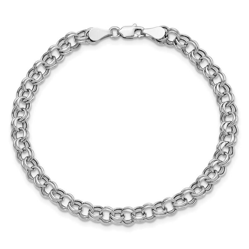 Curata 10k White Gold Lite 5mm Double Link Charm Bracelet Options: 7" 8"