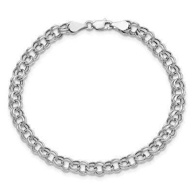 Curata 10k White Gold Lite 5mm Double Link Charm Bracelet Options: 7" 8"