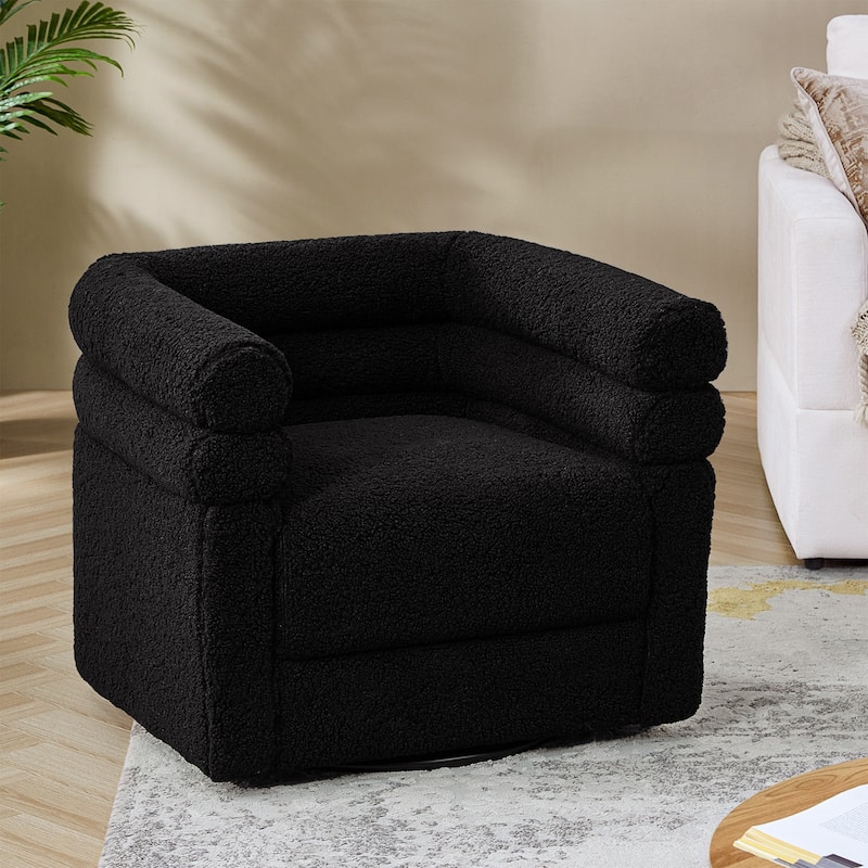 Rosa Modern Boucle Swivel Chair with Pillow by HULALA HOME