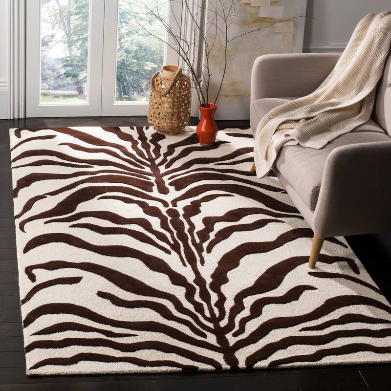 SAFAVIEH Handmade Cambridge Salina Animal Print Wool Rug - 8' x 10' - Ivory/Brown