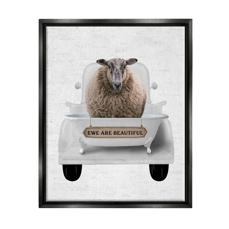 Stupell Ewe Are Beautiful Phrase Framed Floater Canvas Wall Art Design by Lettered and Lined - 17 x 21 - Black