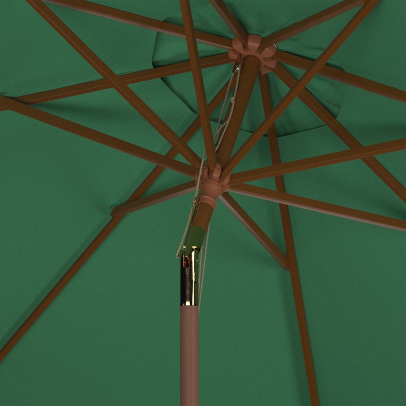 SAFAVIEH Zlatana 9 Ft Wooden Outdoor Umbrella - Hunter Green