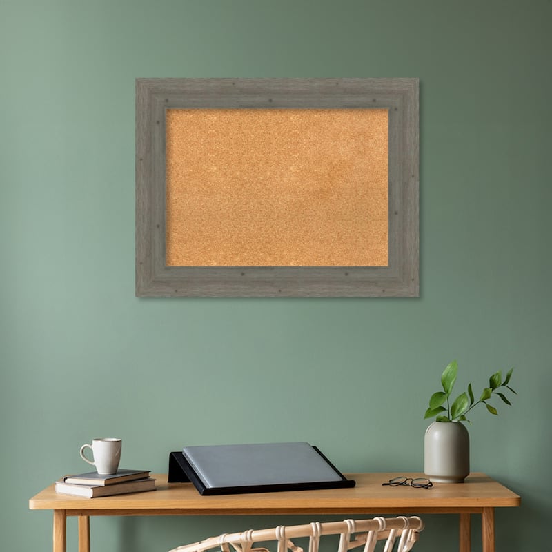 Fencepost Wood Framed Natural Corkboard Bulletin Board