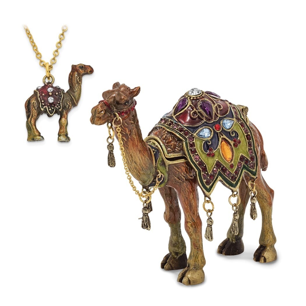 Curata Pewter Crystals Gold-Tone Enameled Amir Prince of The Desert Camel Trinket  Box on 18 Inch Necklace Bed Bath  Beyond 36203298