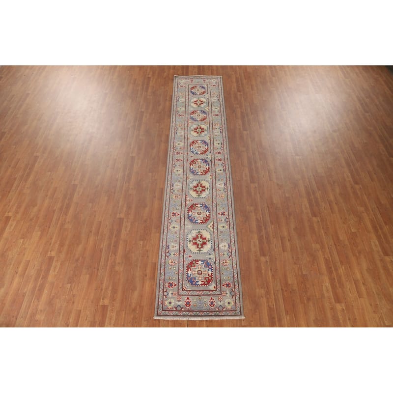 Kazak Runner Rug Handmade Wool Carpet - 2'8" x 13'4"