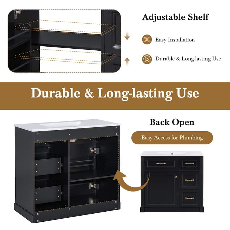 Bathroom Vanity with Sink, Cabinet with Drawers