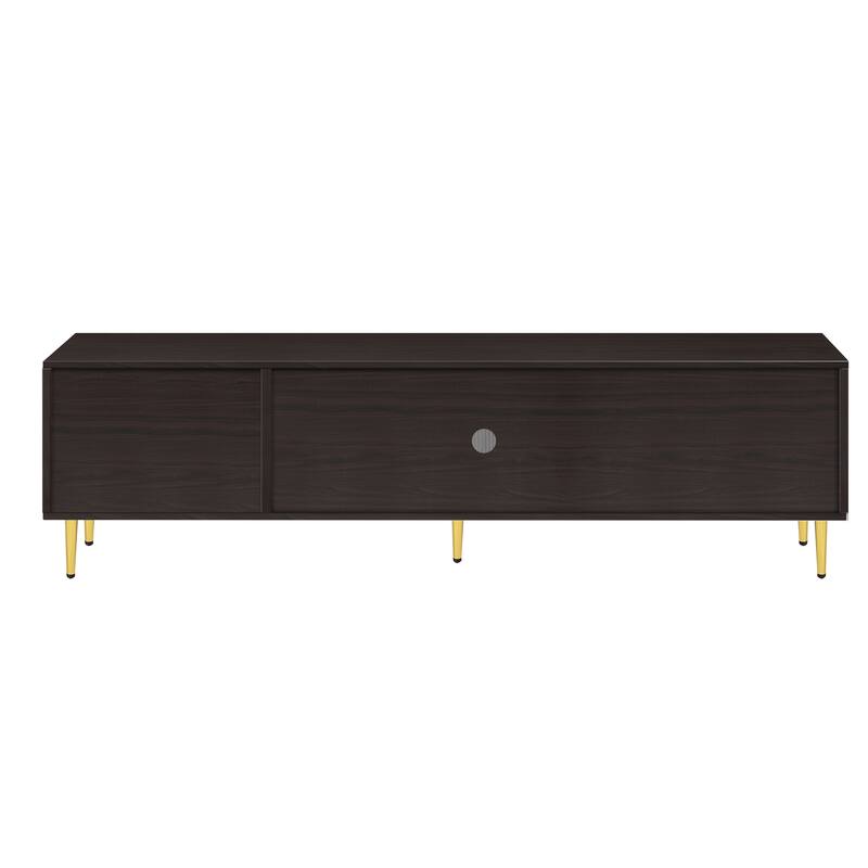 Modern TV Stand for 70+ Inch TV, Entertainment Center TV Media Console Table, with 3 Shelves and 2 Cabinets, sliding door