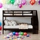 preview thumbnail 2 of 35, Full Over Full Bunk Bed With Storage and Guard Rail For Bedroom