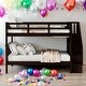 preview thumbnail 1 of 35, Modrem Full Over Full Bunk Bed With Storage and Guard Rail For Bedroom,Dorm,Adults,Kids Espresso