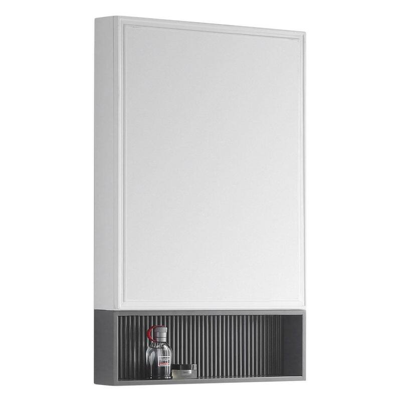 Fine Fixtures Dakota Collection Bathroom Medicine Cabinet - White / Rock gray Shelf